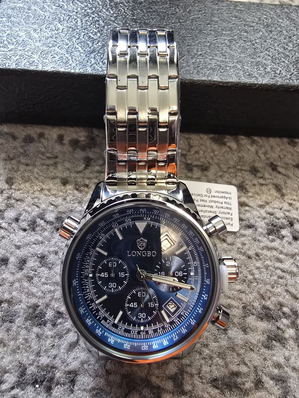 Men's Stainless Steel Chronograph Watch - Blue Dial